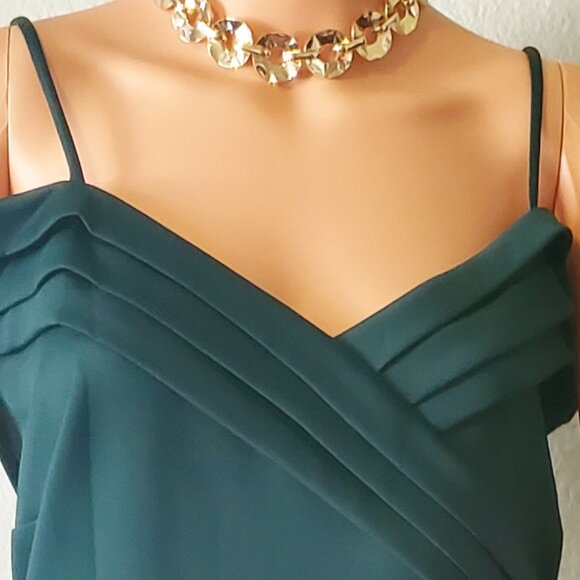 Alexa B Nites Hunter Emerald Green formal floor length Maxi slit Dress - Picture 3 of 7